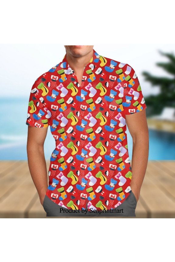 Mickey And Friends Christmas Stockings Pattern Disney Cartoon Graphics Full Printing Hawai