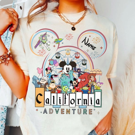 Mickey And Friends Disneyland California Adventure Red Car Trolley T-shirt