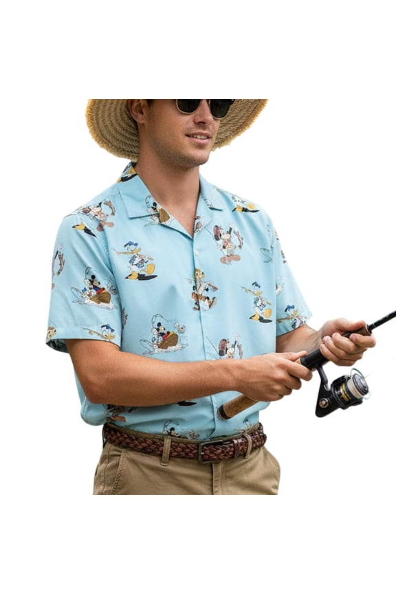 Mickey And Friends Fishing Dad Hawaiian Shirt, Disney Fisherman Hawaii Shirt, Funny Father's Day Gift, Mickey Donald Goofy, Disneyland Trip