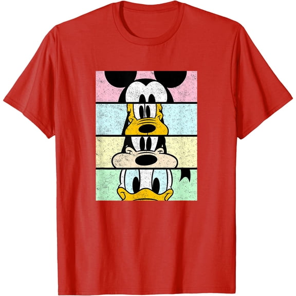 Mickey And Friends Group Comic Panels Distressed DTG Print Unisex T-Shirt