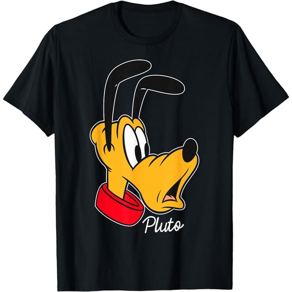 Mickey And Friends Pluto Big Face DTG Print Unisex T-Shirt