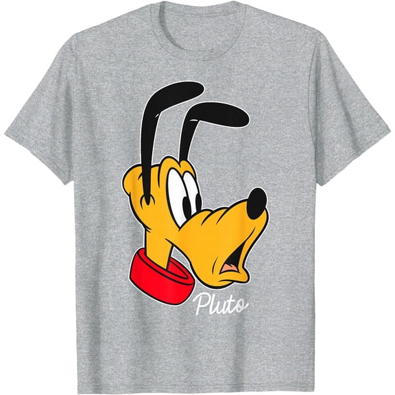 Mickey And Friends Pluto Big Face DTG Print Unisex T-Shirt