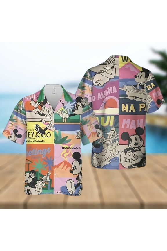 Mickey And Friends Retro Summer Full Printing Hawaiian Shirt