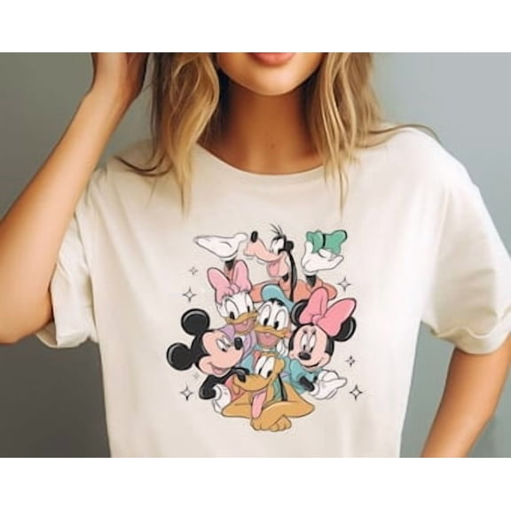 Mickey And Friends Shirts, Mickey And Friends Minnie Donald Daisy Goofy Pluto, Disneyland Shirt, Disneyworld, White Tshirt