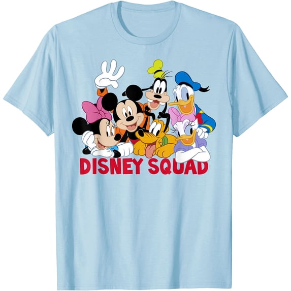 Mickey And Friends Squad DTG Print Unisex T-Shirt,Light Blue Color,Size 4XL
