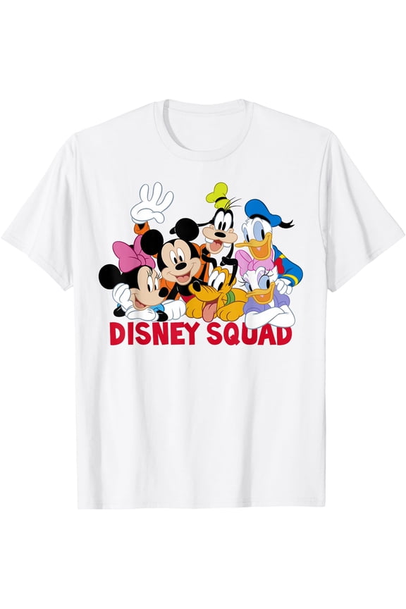 Mickey And Friends Squad DTG Print Unisex T-Shirt,White Color,Size 5XL