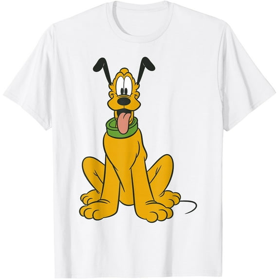 Mickey And Friends Traditional Pluto Portrait DTG Print Unisex T-Shirt,White Color,Size 3XL