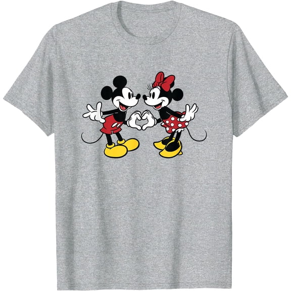 Mickey And Friends Valentine's Mickey & Minnie Heart DTG Print Unisex T-Shirt