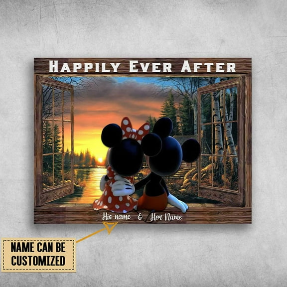 Mickey And Minnie, Happily Ever After, Window Poster Customized Personalized NAME 11 x 17 Inch Poster