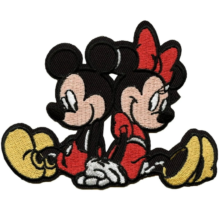 DISNEY Mickey and Minnie Mouse Embroidered Iron-on Patches 2 Pc 