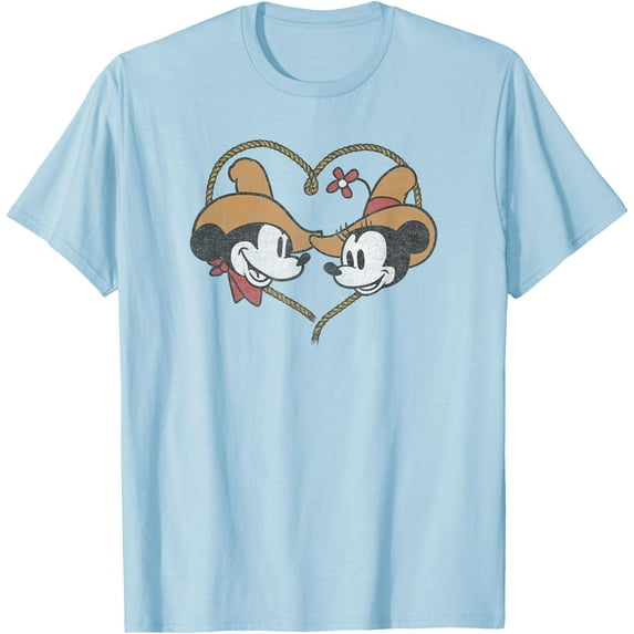 Mickey And Minnie Vintage Western Sweethearts DTG Print Unisex T-Shirt
