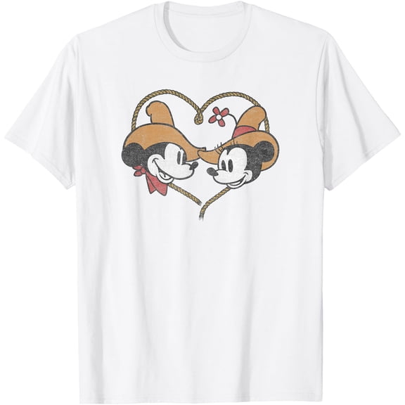 Mickey And Minnie Vintage Western Sweethearts DTG Print Unisex T-Shirt