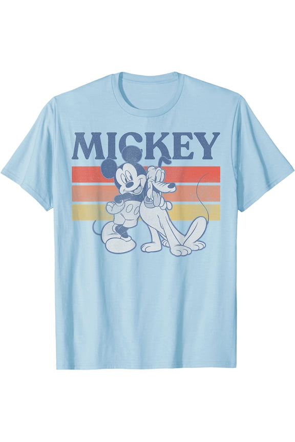 Mickey And Pluto Retro Line DTG Print Unisex T-Shirt