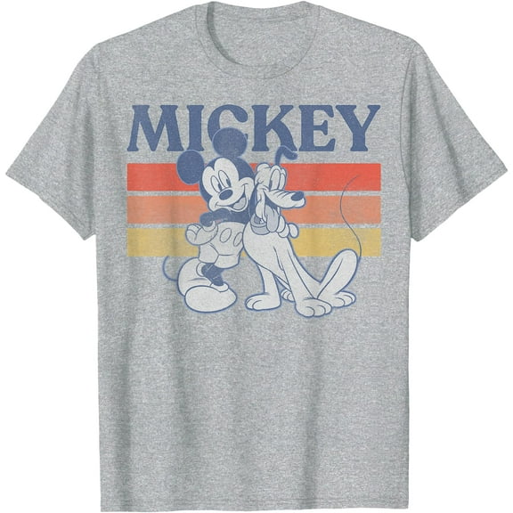 Mickey And Pluto Retro Line DTG Print Unisex T-Shirt