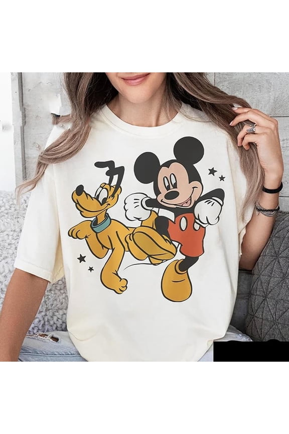 Mickey And Pluto Shirt, Disney World Shirt,Cute Disney Dog Shirt ,White Color,Size 2XL
