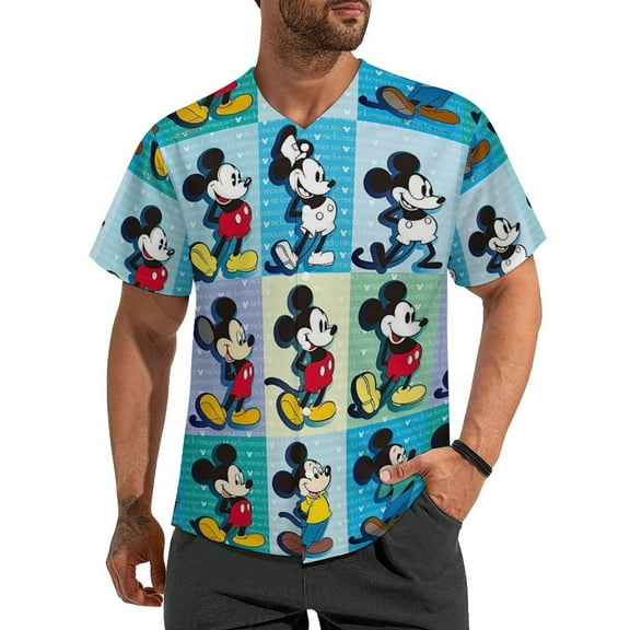 Mickey Baseball Jersey Button Down Personalized T-shirt Sports Fans Print Tee for Women Men XS