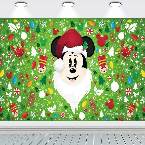 Mickey Christmas Poster Backdrop Banner Party Supplies Birthday Decorations Background for Photography Taspestry