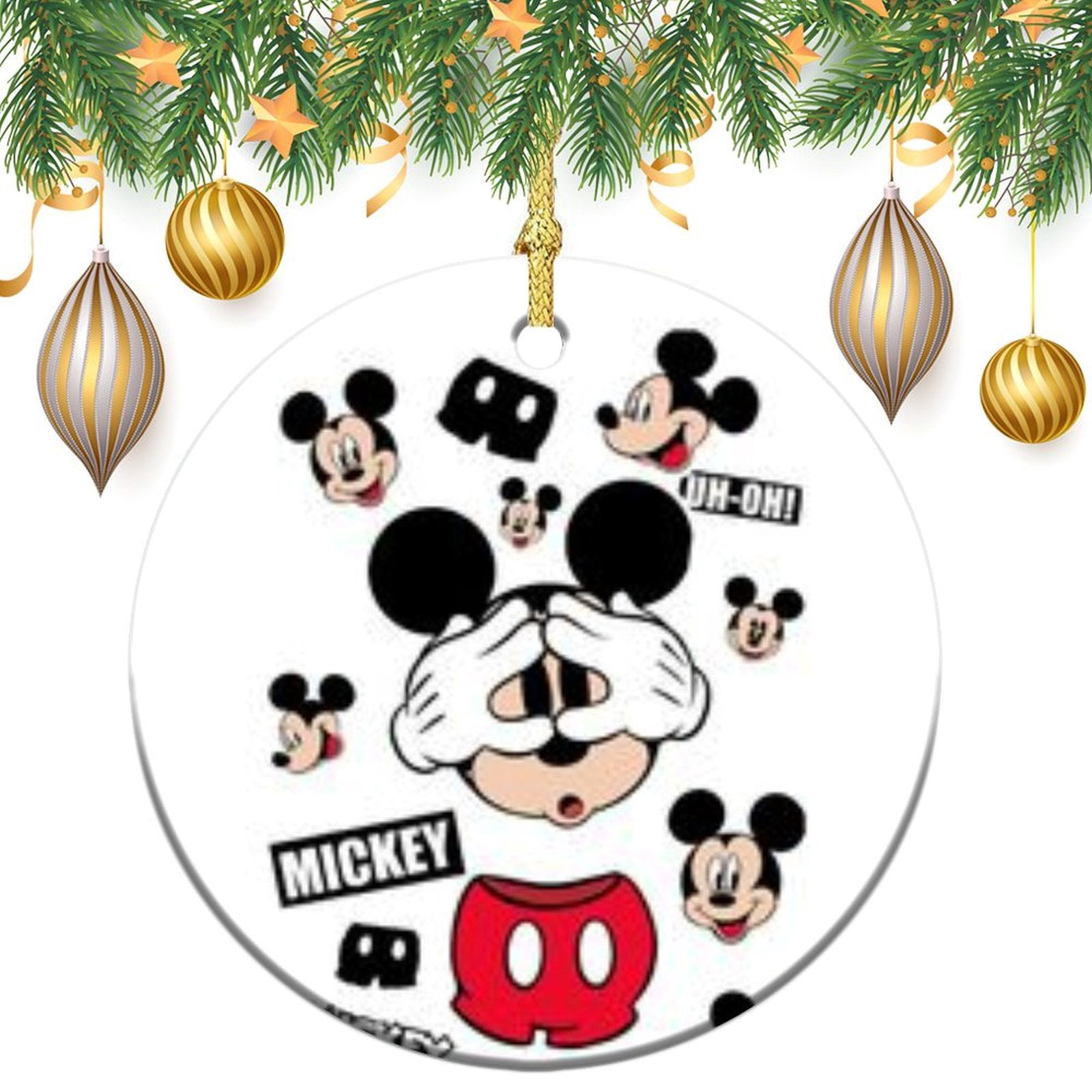 Mickey Christmas Tree Ornaments DoubleSided Design For Kids Mom Dad