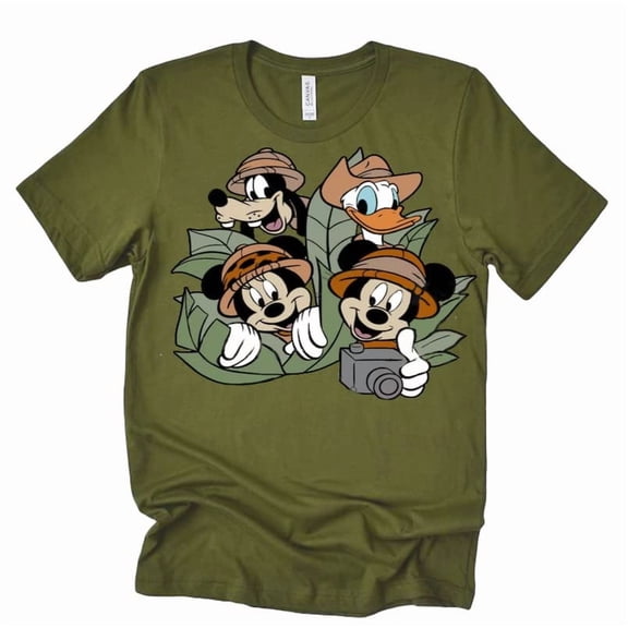 Mickey Clover Rainbow St.Patrick's Day Graphic Design Casual Short Sleeve Shirt (Olive-Large)