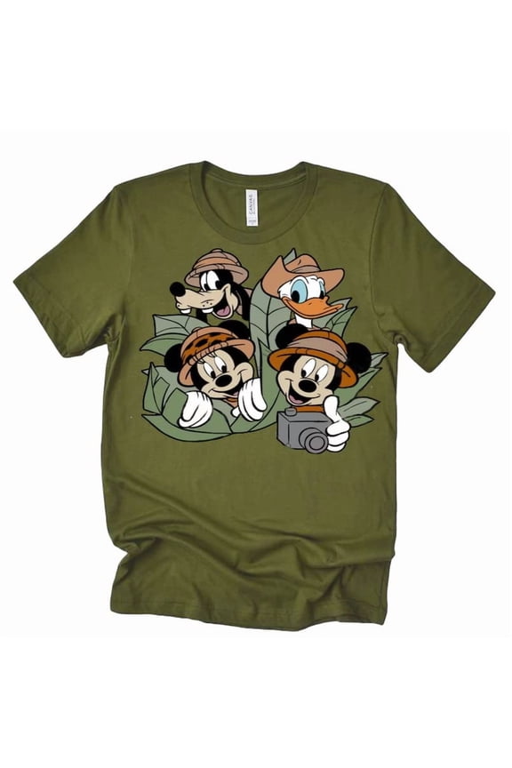 Mickey Clover Rainbow St.Patrick's Day Graphic Design Casual Short Sleeve Shirt (Olive-Large)