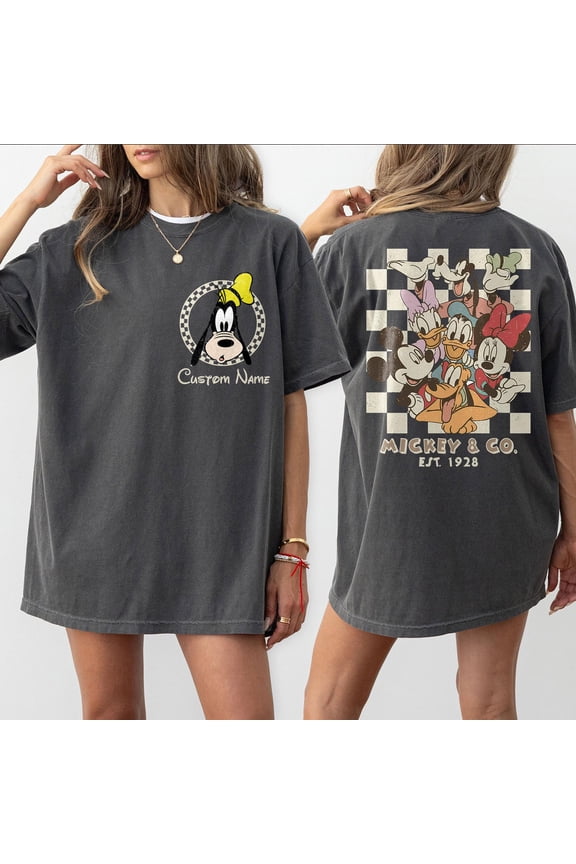 Mickey & Co 1928 Comfort Colors Shirt, Retro Disney All Character Tee, Two-Sided Vintage Mickey Shirt, Disneyland Family Outfit, Disney Gift
