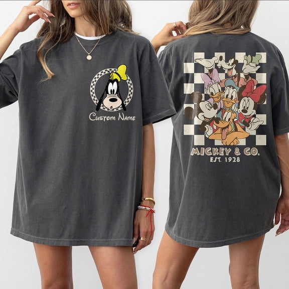 Mickey & Co 1928 Comfort Colors Shirt, Retro Disney All Character Tee, Two-Sided Vintage Mickey Shirt, Disneyland Family Outfit, Disney Gift