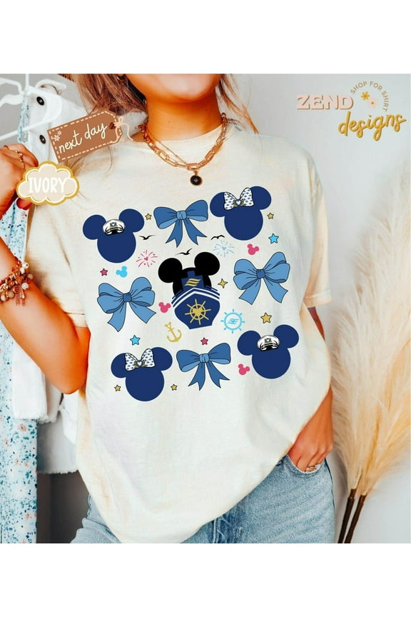 Mickey Cruise T-Shirt, Disney Cruise Shirt, Coquette Bow Mickey Shirt, Coquette Cruise Shirt, Family Trip Shirt, Disney Gift