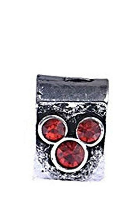 Mickey Design Charm with Red Rhinestone European Bead Compatible for Most European Snake Chain Bracelet