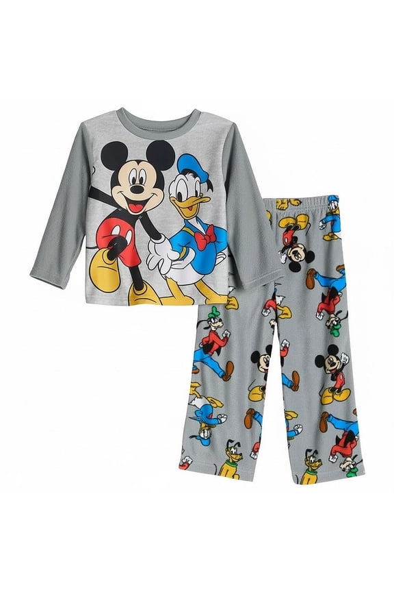Mickey, Donald, Goofy and Pluto Toddler Boy's Fleece Character Pajama Set, Size 2T