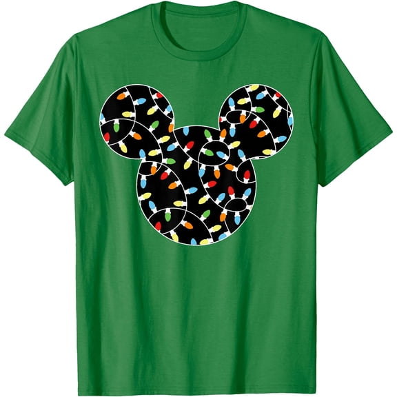 Mickey Ear Holiday Lights DTG Print Unisex T-Shirt,Irish Green Color,Size YXS