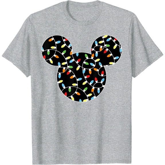 Mickey Ear Holiday Lights DTG Print Unisex T-Shirt
