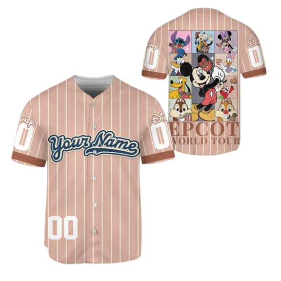 Mickey Epcot World Tour Baseball Jersey, Custom Mickey And Friends Jersey Shirt, Mickey Mouse Jersey, Disneyland Baseball Jersey Shirt