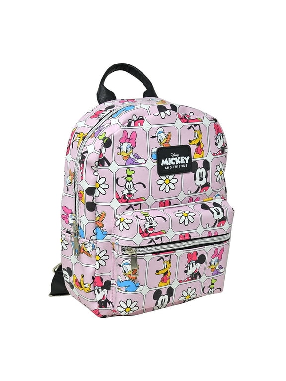 Mickey and Friends 11" PU Leather Deluxe Pink Backpack for Everyday Function