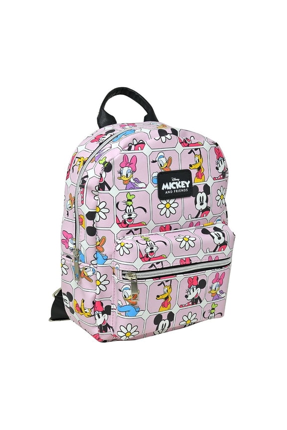 Mickey and Friends 11" PU Leather Deluxe Pink Backpack for Everyday Function