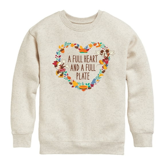 Mickey & Friends - A Full Heart And A Full Plate - Toddler and Youth Crewneck Fleece Sweatshirt