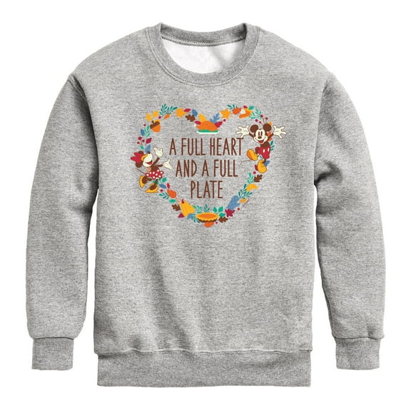 Mickey & Friends - A Full Heart And A Full Plate - Toddler and Youth Crewneck Fleece Sweatshirt