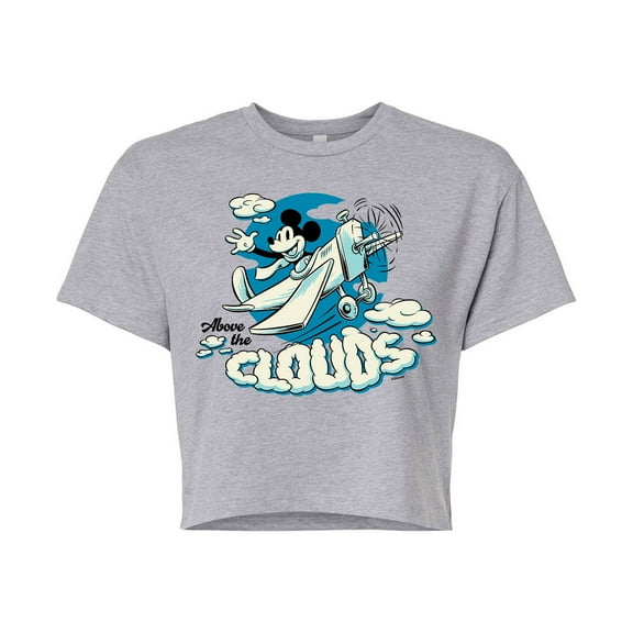 Mickey & Friends - Above The Clouds - Juniors Cropped Cotton Blend T-Shirt