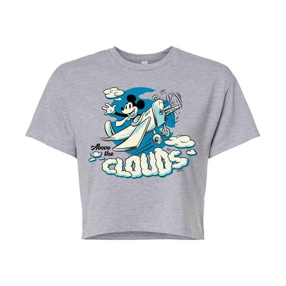 Mickey & Friends - Above The Clouds - Juniors Cropped Cotton Blend T-Shirt