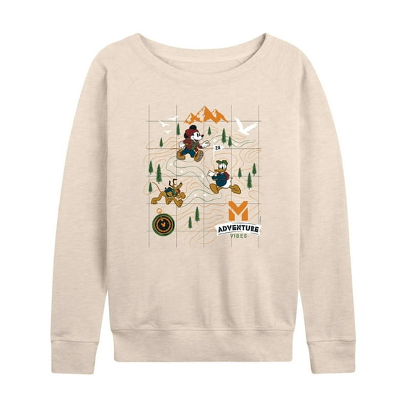 Mickey & Friends - Adventure Map - Women's Lightweight French Terry Long Sleeve Shirt