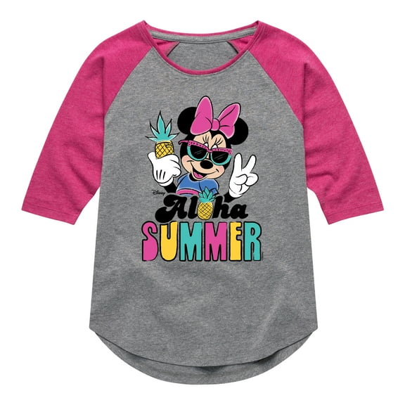 Mickey & Friends - Aloha Summer - Toddler And Youth Girls Raglan Graphic T-Shirt