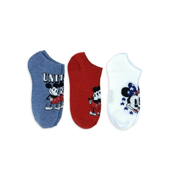 Mickey & Friends Americana Women's No Show Socks, 3-Pack, Size 4-10