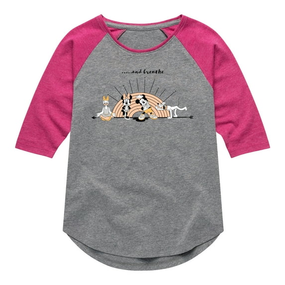 Mickey & Friends - And Breathe - Toddler And Youth Girls Raglan Graphic T-Shirt
