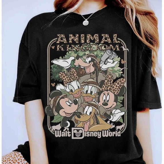 Mickey & Friends Animal Kingdom Safari Mode Comfort Colors T-Shirt, World Trip Tee, Let's Get Wild Gift Shirt, Holiday Family,Black Color,Size XL