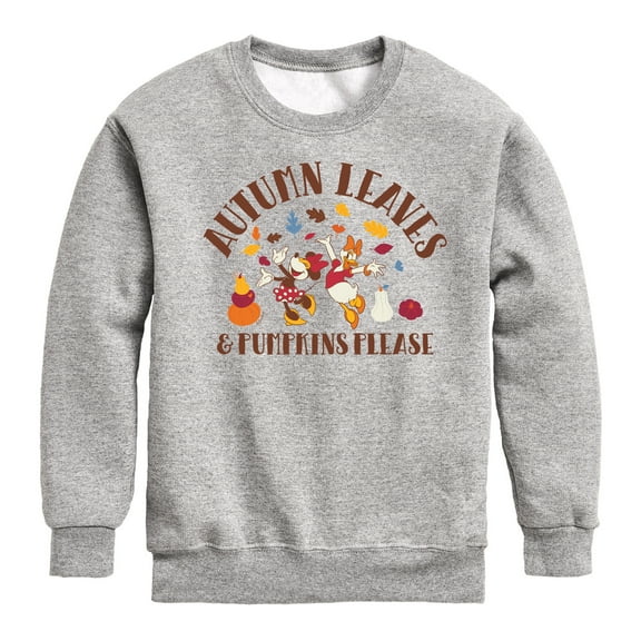 Mickey & Friends - Autumn Leaves And Pumpkins Please - Toddler and Youth Crewneck Fleece Sweatshirt