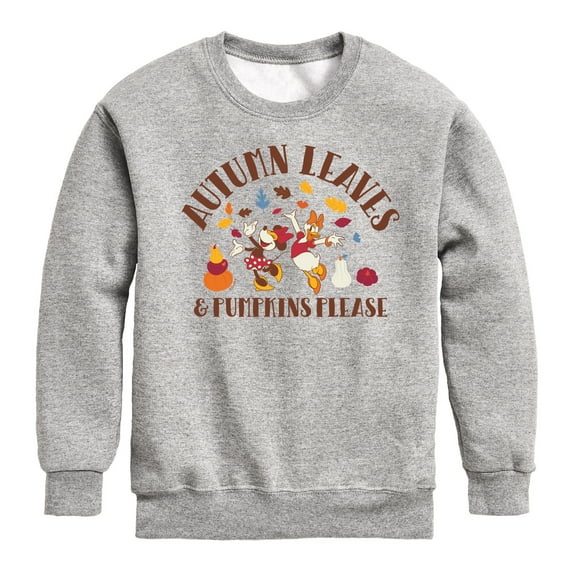 Mickey & Friends - Autumn Leaves And Pumpkins Please - Toddler and Youth Crewneck Fleece Sweatshirt