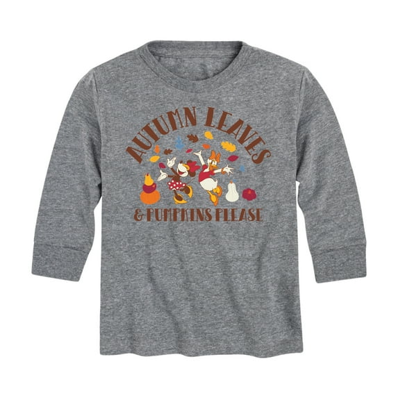 Mickey & Friends - Autumn Leaves And Pumpkins Please - Toddler and Youth Long Sleeve Graphic T-Shirt