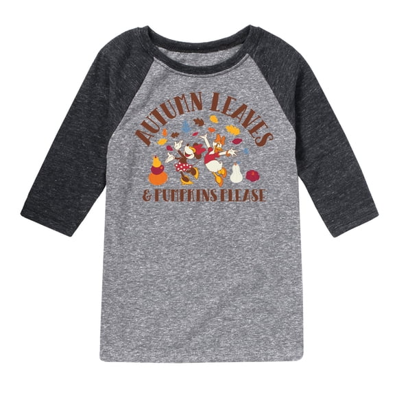 Mickey & Friends - Autumn Leaves And Pumpkins Please - Toddler and Youth Raglan Graphic T-Shirt