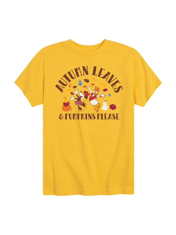 Mickey & Friends - Autumn Leaves And Pumpkins Please - Toddler and Youth Short Sleeve Graphic T-Shirt