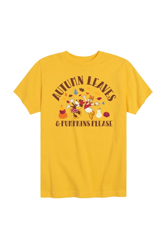 Mickey & Friends - Autumn Leaves And Pumpkins Please - Toddler and Youth Short Sleeve Graphic T-Shirt