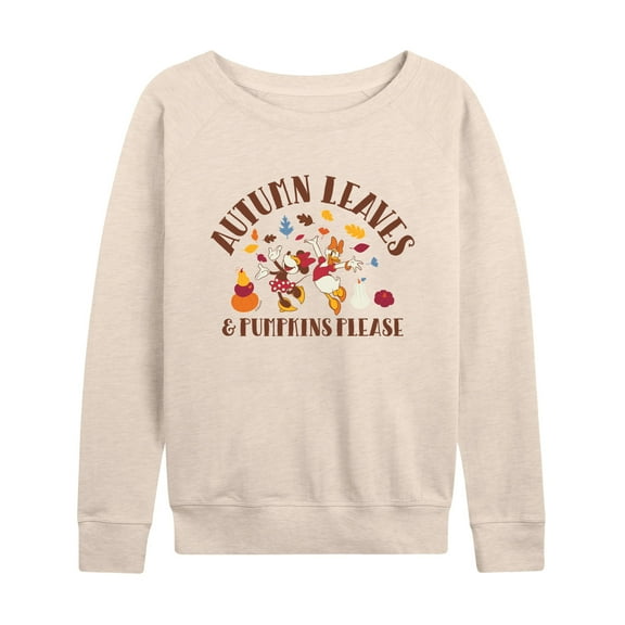 Mickey & Friends - Autumn Leaves And Pumpkins Please - Women's Lightweight French Terry Long Sleeve Shirt